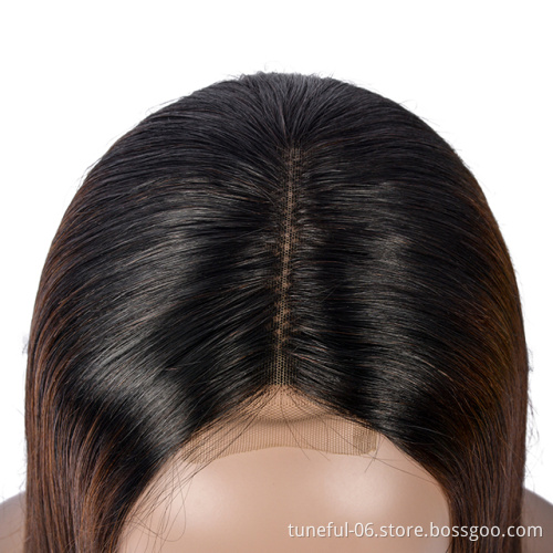 Tuneful factory price with 6*2closure wigs 100% brazilian human hair wigs straight natural color and T33color